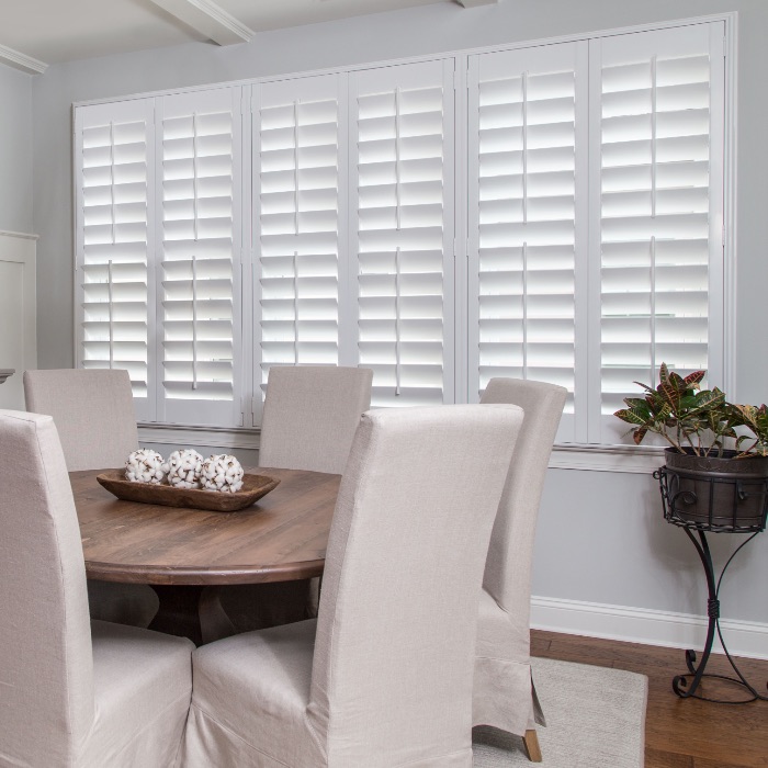 Plantation Shutters in Modern Dining Room