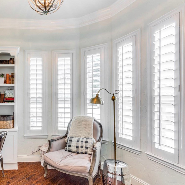 white bay window in office