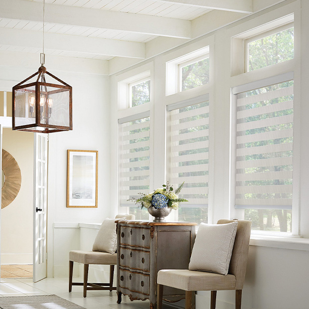 Transitional shades in a Jacksonville living room