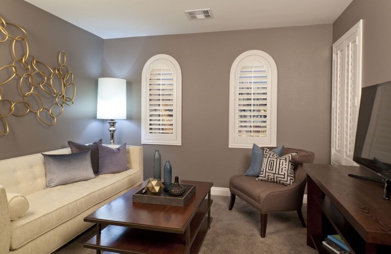 Which Family Room Window Treatments Enhance Your Jacksonville Home White Shutters On Arched Windows In Family Room