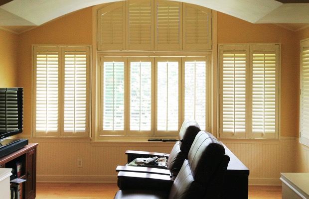 Jacksonville plantation shutters in home theater