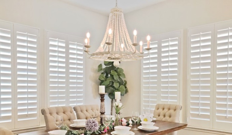 Polywood shutters in a Jacksonville dining room.