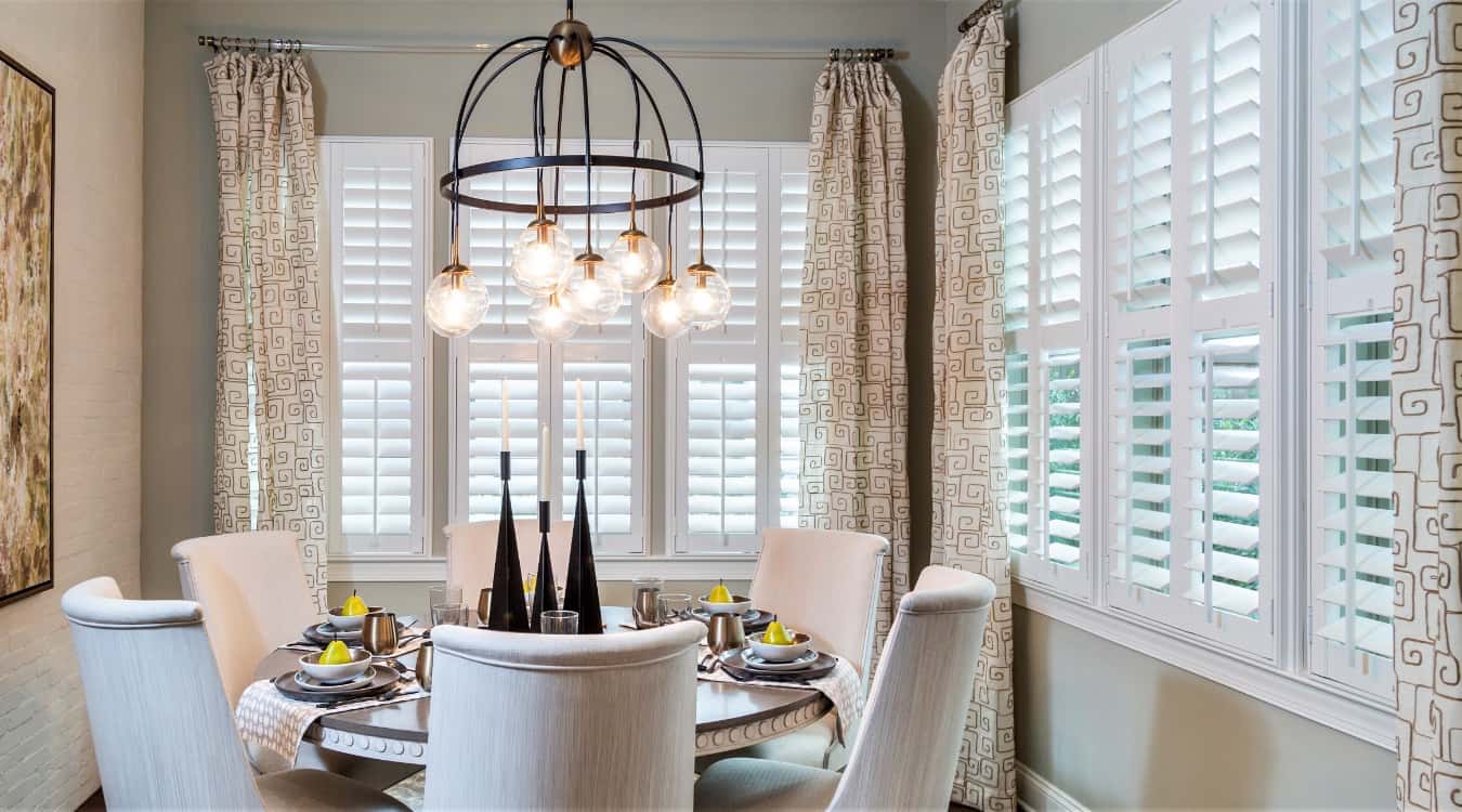 White shutters in dining room