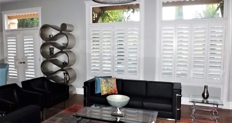 Jacksonville DIY shutters in living room.