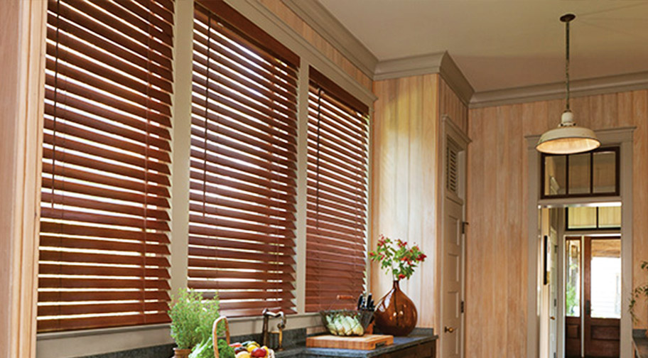 Basswood blinds in a kitchen.