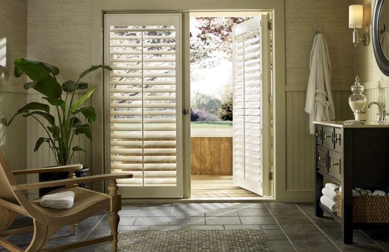 French Door Shutters In Jacksonville Sunburst Custom Shutters On The Other Hand Are Perfect For French Doors And Patio Rather Than Cluttering Up Your Door They Re More Like Part Of