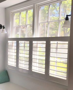 Faux wood cafe shutters Jacksonville Polywood cafe shutters